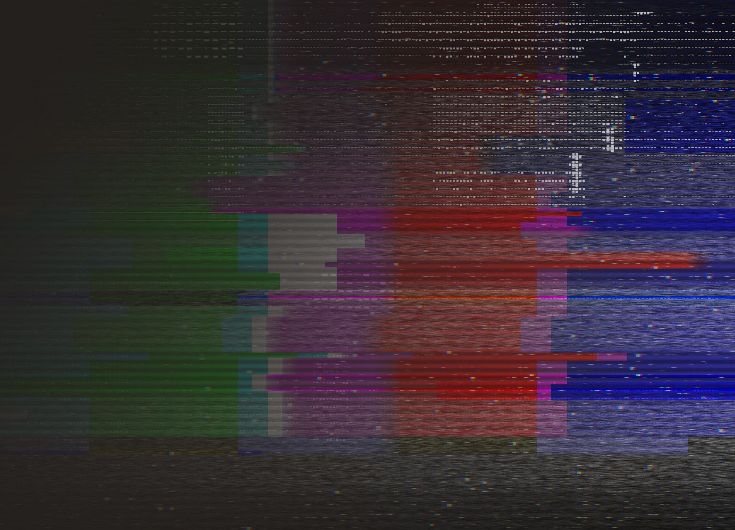 Abstract illustration of distorted tv test color bars. Glitch effect background. Conceptual image of vhs dead pixels.